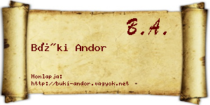 Büki Andor névjegykártya